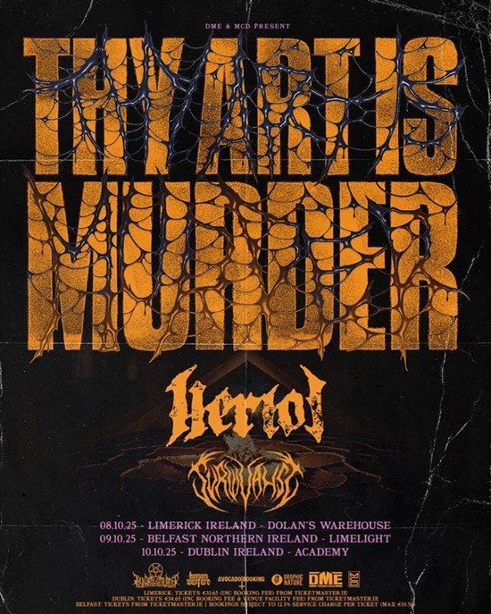 Thy Art Is Murder 2025 Irish tour poster