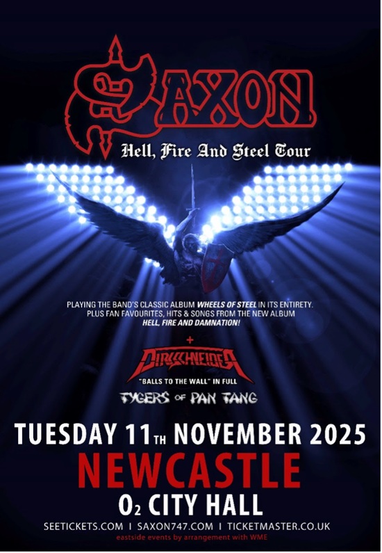 Poster for Saxon at Newcastle City Hall 11 November 2025