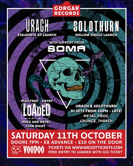 Poster for Uragh and Solothurn at Voodoo Belfast 11 October 2025