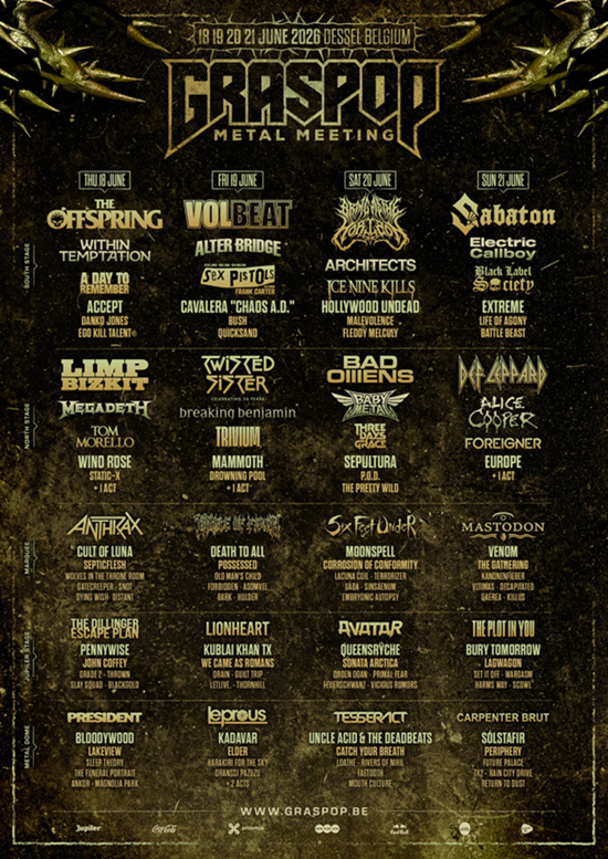 Updated Graspop 2026 poster