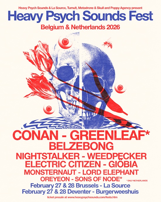 Poster for the Belgium and Netherlands Heavy Psych Sounds festivals