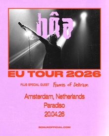 Poster for BOA at Amsterdam Paradiso 20 April 2026
